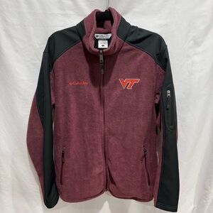 Columbia Virginia Tech Maroon Black Full Zip Fleece Jacket Large Football Hokies